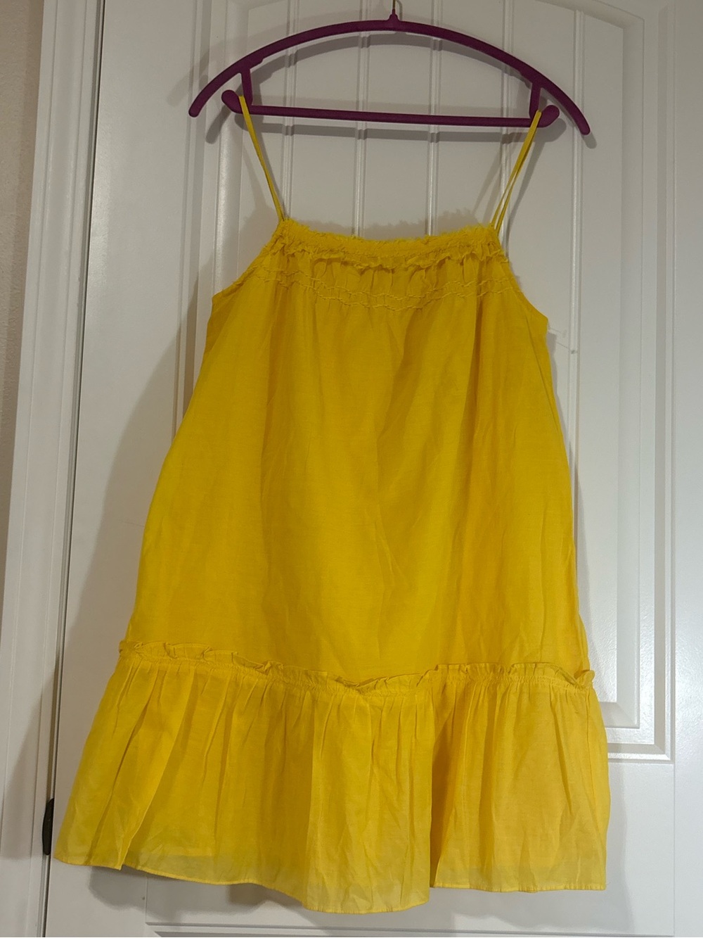 LOFT Yellow Ruffled Waistband Dress